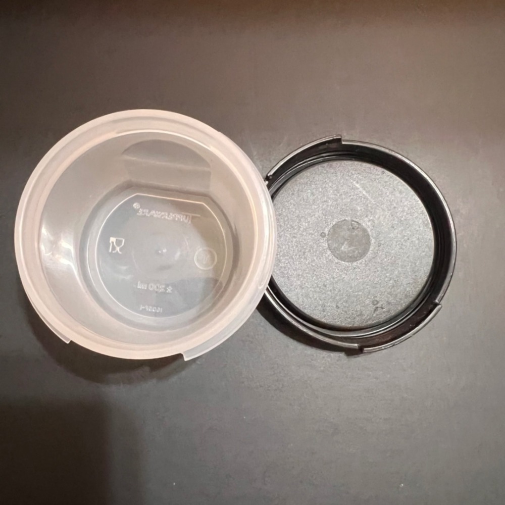 Tupperware 200ml Small Round Container Black Lid 1607-12 Clear Good Vintage - Picture 4 of 4
